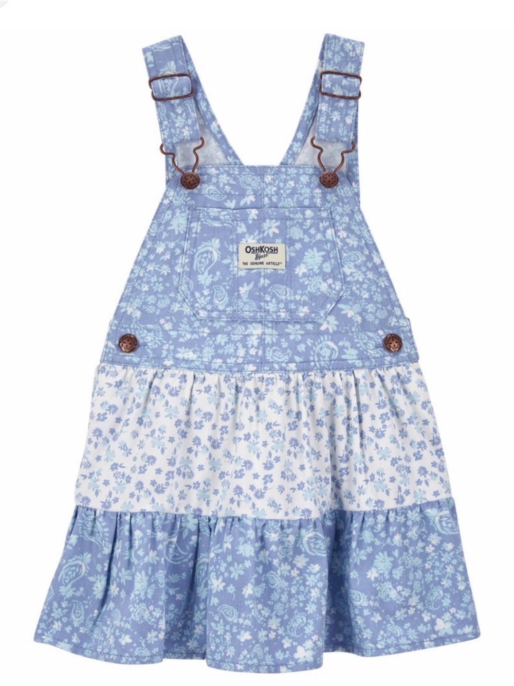 Size 5 OshKosh B'gosh Light Blue Floral Tiered Overall Skirt